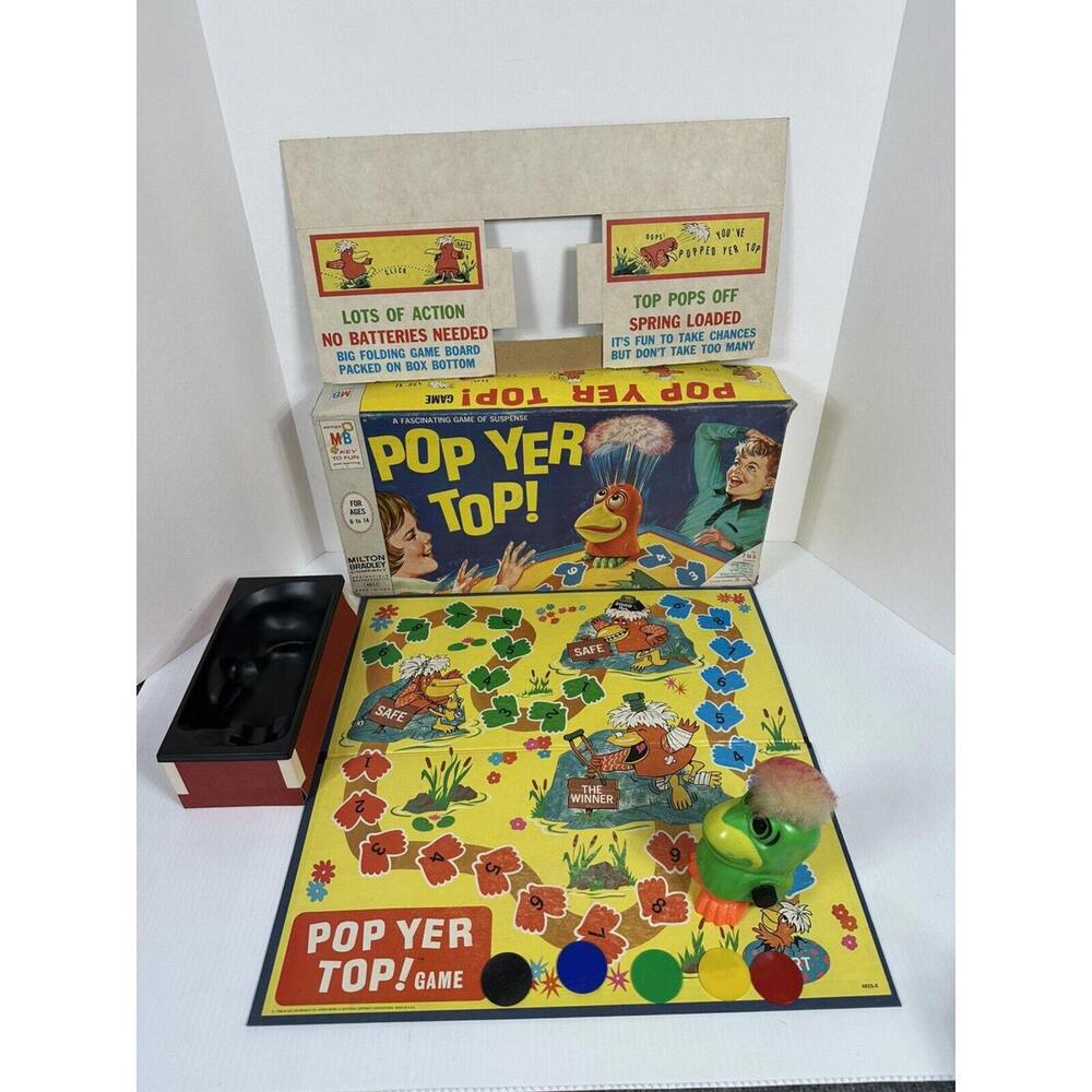 Pop Yer Top! Board Game VTG 1968 Milton Bradley Silly Koo Koo Bird Family Fun